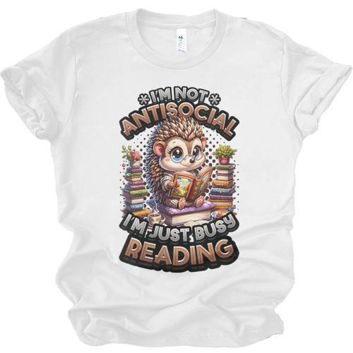 Book Lover Hedgehog Reading Books Introvert Bookworm Unisex Jersey T-Shirt - Raresse