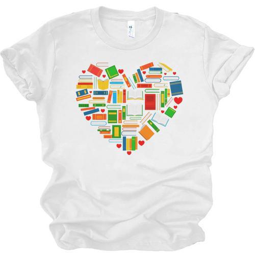 Book Lover Librarian Books Heart Valentine Unisex Jersey T-Shirt - Bookorys UK