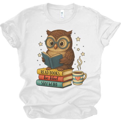Book Lover Owl Reading Bookish Library Read Books Be Kind Unisex Jersey T-Shirt - Bookorys
