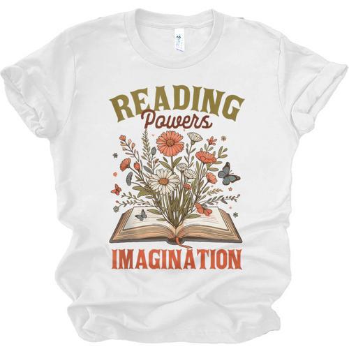 Book Lover Reading Bookish Floral Reading Powers Imagination Unisex Jersey T-Shirt - Bookorys DE