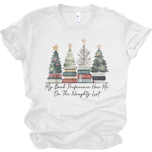 My Book Preference Has Me On The Naughty List Christmas Tree Unisex Jersey T-Shirt - Bookorys CA