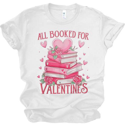 All Booked For Valentine Books Lover Teacher Floral Unisex Jersey T-Shirt - Bookorys