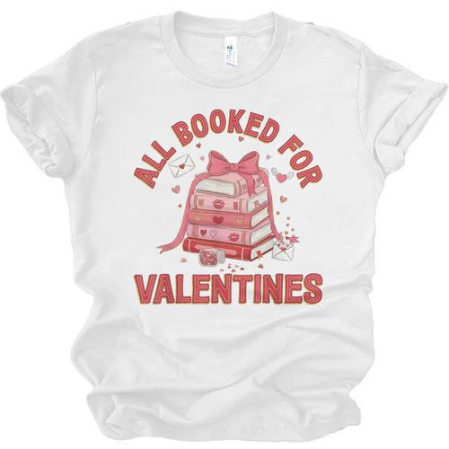 All Booked For Valentines Bow Heart Book Lover Valentine Day Unisex Jersey T-Shirt - Bookorys CA