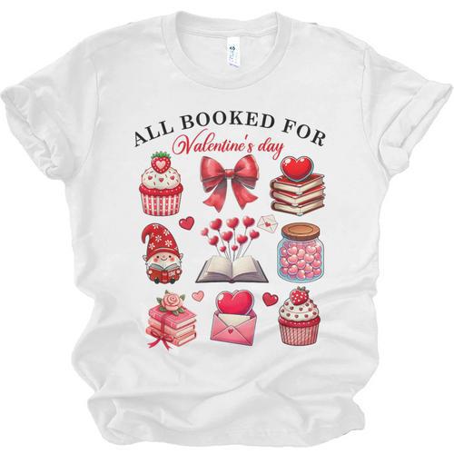 All Booked For Valentine's Day Book Lover Bookworm Bookish Unisex Jersey T-Shirt - Bookorys