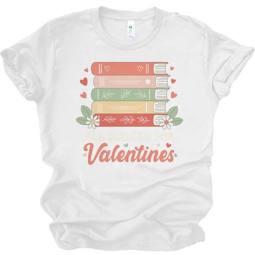 All Booked For Valentines Retro Book Lover Teacher Bookworm Premium Tri-Blend Unisex Jersey T-Shirt - Bookorys AU
