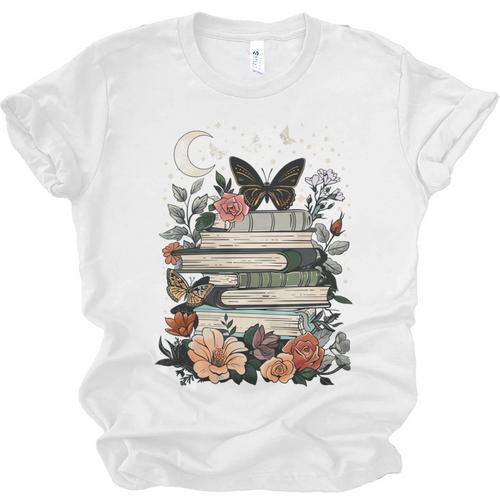 Bookish Cottagecore Aesthetic Celestial Reader Book Lover Unisex Jersey T-Shirt - Bookorys