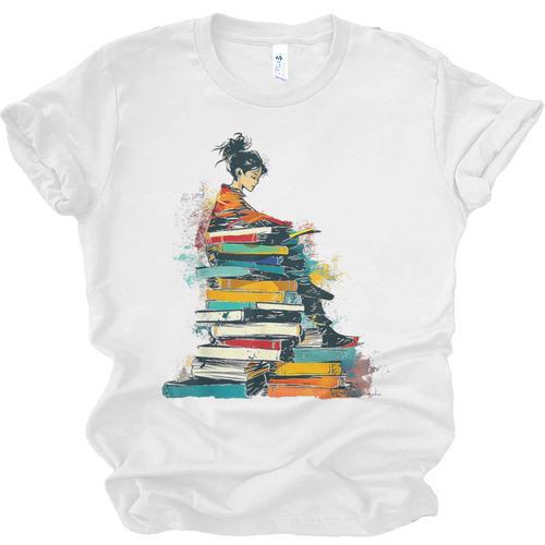 Books Abstract Artist Women Art Painting Books Unisex Jersey T-Shirt - Bookorys CA