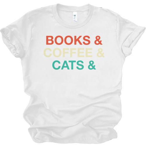 Books Coffee Cats Social Justice Unisex Jersey T-Shirt - Bookorys AU