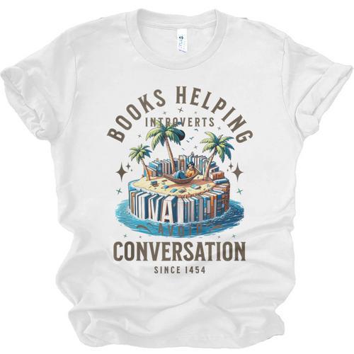 Books Helping Introvert Avoid Conversation Unisex Jersey T-Shirt - Raresse