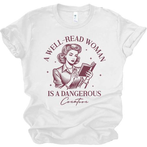 Books A Well-Read Woman Is A Dangerous Creature Women Premium Tri-Blend Unisex Jersey T-Shirt - Bookorys
