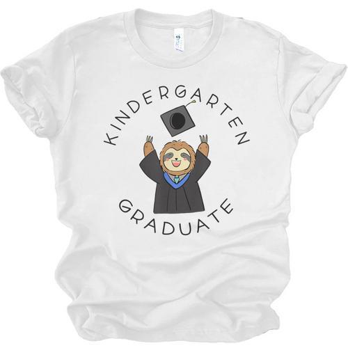 Boys Girls Kindergarten Graduate Sloth Graduation Cap Unisex Jersey T-Shirt - Best Gift Smart