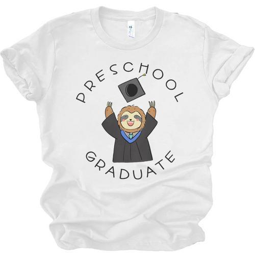 Boys Girls Preschool Graduate Sloth Graduation Cap Unisex Jersey T-Shirt - Best Gift Smart