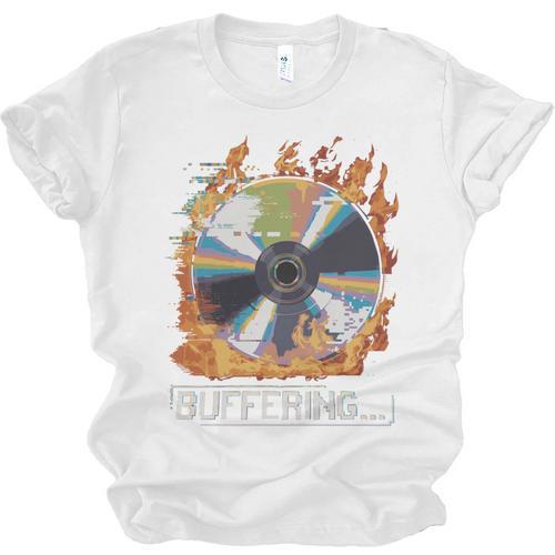 Buffering Glitched CD On Fire 2000s Nostalgia Unisex Jersey T-Shirt - Figerry