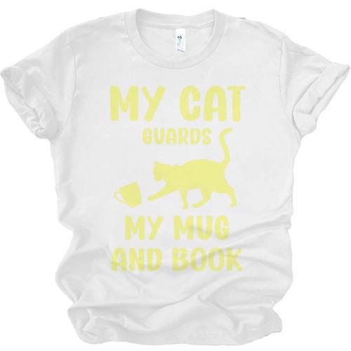My Cat Guards My Mug And Book Humor Cats Premium Tri-Blend Unisex Jersey T-Shirt - Bookorys AU
