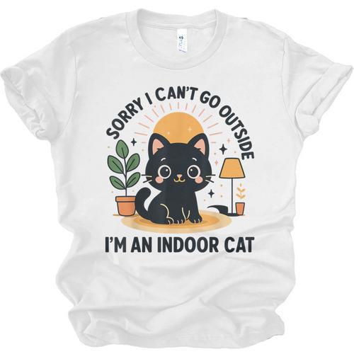 Cat Shirt Introvert Sorry I Can’t Go I’m An Indoor Cat Unisex Jersey T-Shirt - Raresse