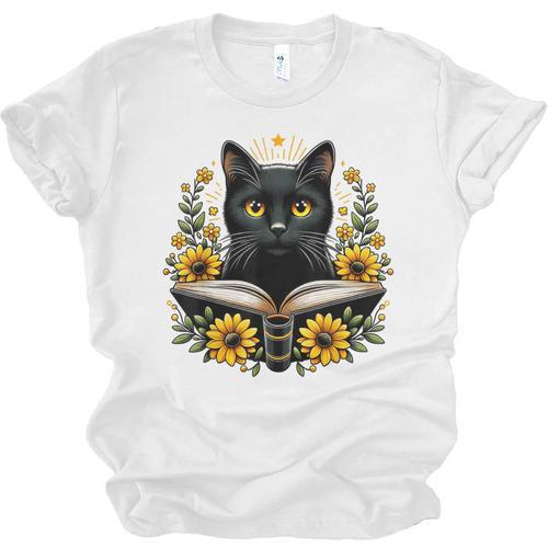 Cat For Women Book Lover Cute Cat And Book Unisex Jersey T-Shirt - Bookorys CA