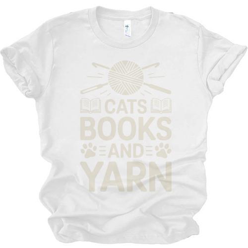 Cats Books And Yarn Crocheter Crocheting Unisex Jersey T-Shirt - Bookorys