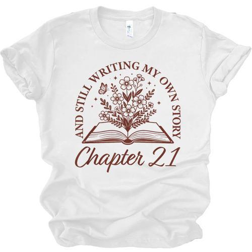 Chapter 21 Book Readers Flower Lovers 21st Birthday Girls Unisex Jersey T-Shirt - Bookorys DE