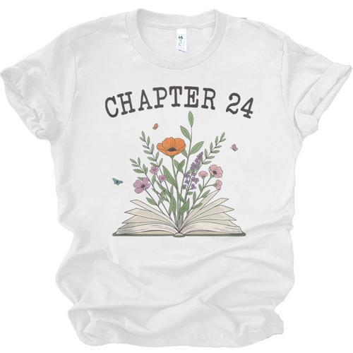 Chapter 24 Book Lovers & Readers 24th Birthday Wildflowers Unisex Jersey T-Shirt - Bookorys CA