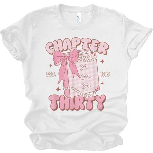 Chapter Thirty Est 1995 Cute 30th Birthday Book Bow Coquette Unisex Jersey T-Shirt - Bookorys