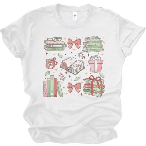 Christmas Book Lover Reading Reader Men Women Kids Xmas Unisex Jersey T-Shirt - Bookorys CA