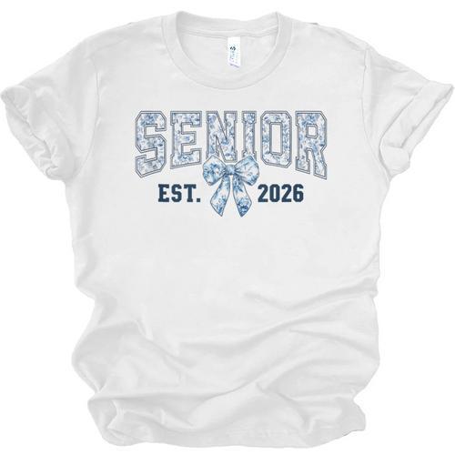 Class Of 2026 Senior 26 Coquette Bow Toile Preppy Graduation Unisex Jersey T-Shirt - Best Gift Smart