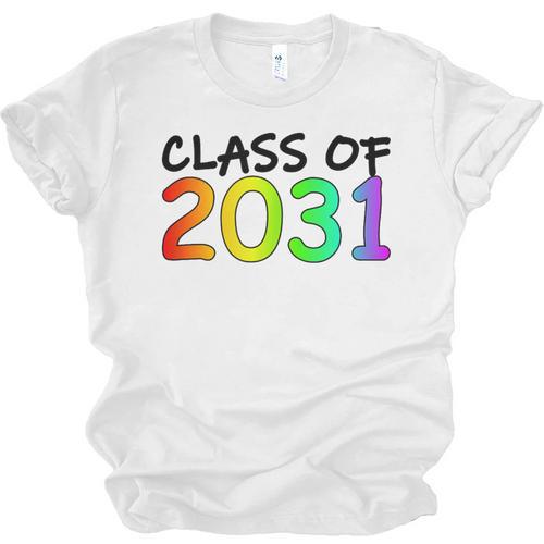 Class Of 2031 Pre-K -12th Grade Hand Prints Space Graduation Unisex Jersey T-Shirt - Best Gift Smart