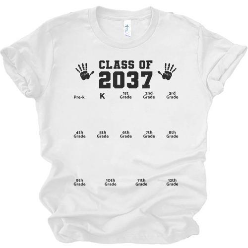 Class Of 2037 Handprint Grow With Me Pre-k Graduation Unisex Jersey T-Shirt - Best Gift Smart