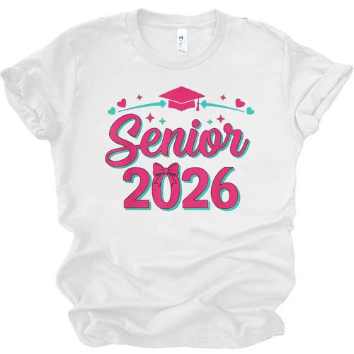 Coquette Pink Bow Senior 2026 Class Of Graduation Unisex Jersey T-Shirt - Best Gift Smart