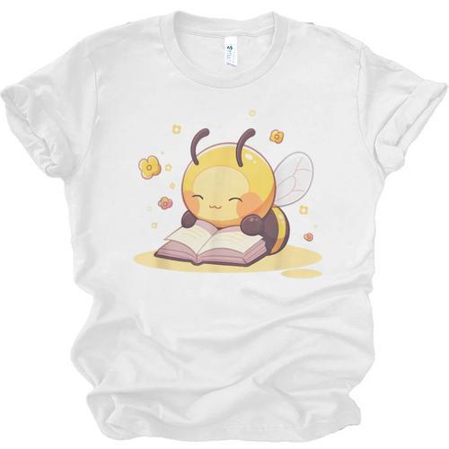 Cute Bee Reading Book Teacher Student Reader Graphic For Men Women Kids Unisex Jersey T-Shirt - Bookorys AU