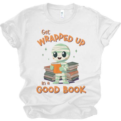 Cute Halloween Teacher Librarian Mummy Reading Books Unisex Jersey T-Shirt - Bookorys