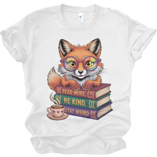 Cute Nerdy Fox Read Books Be Kind Stay Weird Book Club Premium Tri-Blend Unisex Jersey T-Shirt - Bookorys