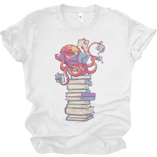 Cute Octopus Bookworm Fun Reading Tee For Book Lovers Unisex Jersey T-Shirt - Bookorys AU