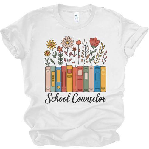 Cute Wildflower Book School Counseling Life School Counselor Unisex Jersey T-Shirt - Bookorys