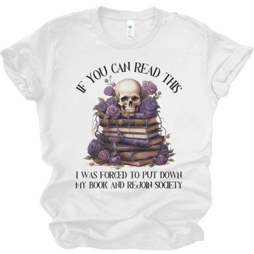 Dark Romance Merch I Put Down My Book Lover Spicy Skeleton Unisex Jersey T-Shirt - Bookorys