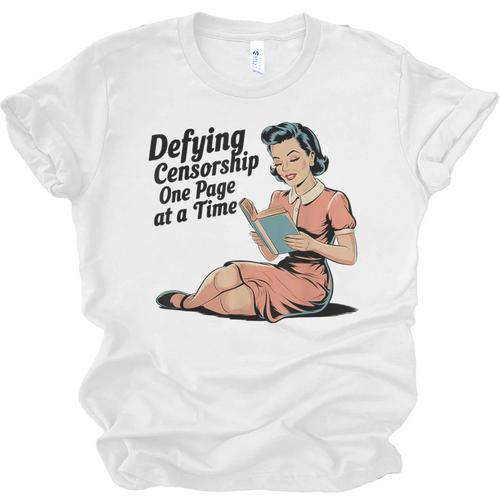 Defying Censorship One Page At a Time Read Banned Books Unisex Jersey T-Shirt - Bookorys