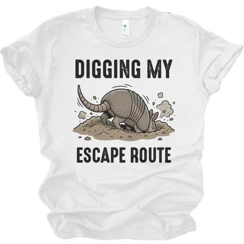 Digging My Escape Route Armadillo Introvert Humor Unisex Jersey T-Shirt - Raresse