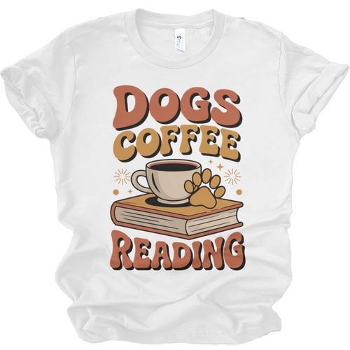 Dogs Coffee Reading Book Lover Unisex Jersey T-Shirt - Bookorys DE