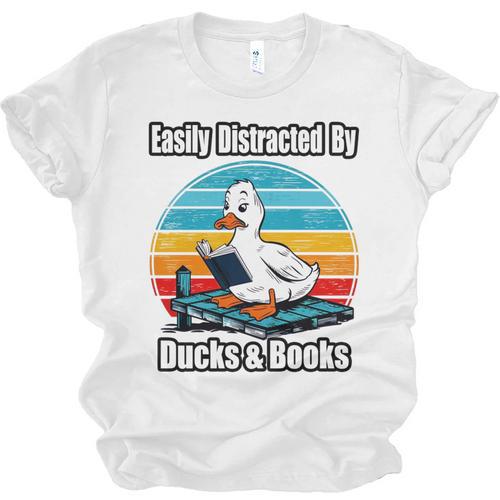 Ducks Books Lover Easily Distracted By Ducks & Books Unisex Jersey T-Shirt - Bookorys