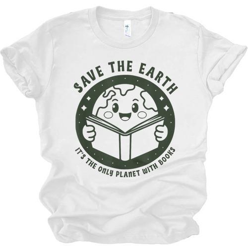 Earth Day 2025 Save Earth It´s Only Planet With Books Reader Unisex Jersey T-Shirt - Bookorys