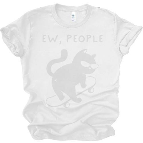 Ew People Cat Skateboard Introvert Sarcastic Humor Unisex Jersey T-Shirt - Raresse