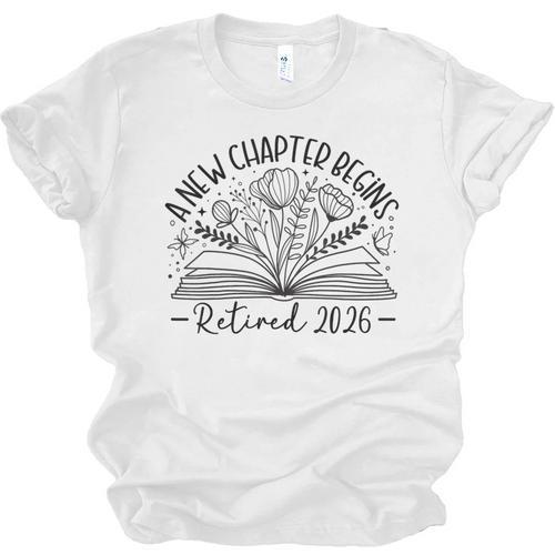 Floral Book a New Chapter Begins Retired Retirement Teacher Unisex Jersey T-Shirt - Bookorys