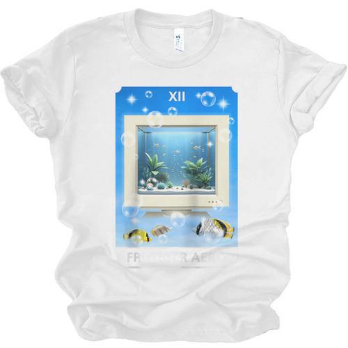 Frutiger Aero Aesthetic Tech Computer Aquarium Tarot Card Raglan Baseball Tee Unisex Jersey T-Shirt - Figerry