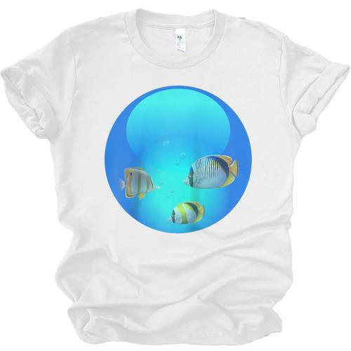 Frutiger Aero Aesthetic Tech Orb Fishes Raglan Baseball Tee Unisex Jersey T-Shirt - Figerry