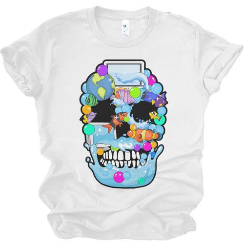 Frutiger Aero Aesthetic Tech Skull Computer Fishes Unisex Jersey T-Shirt - Figerry