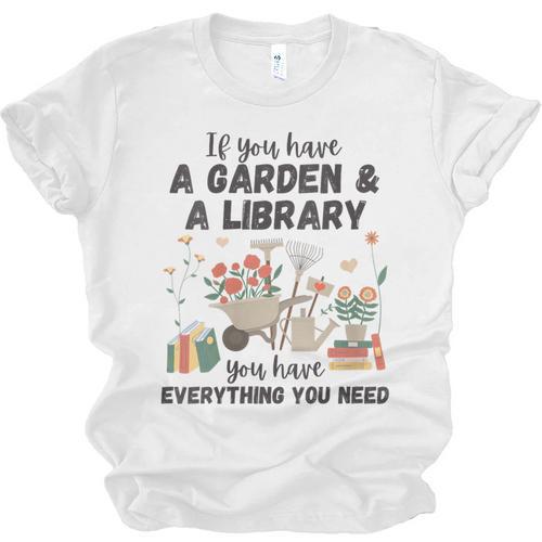 Gardening & Library Lover Books Reading Plants Cute Unisex Jersey T-Shirt - Bookorys