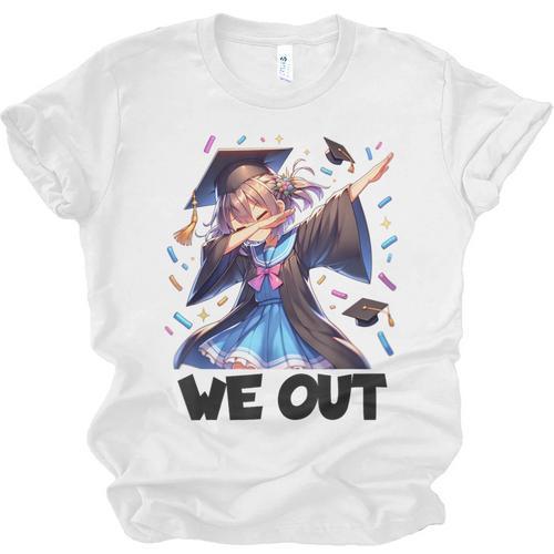 We Out Graduate Dabbing Anime Girl Grad Graduation Unisex Jersey T-Shirt - Best Gift Smart