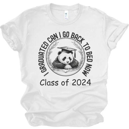 I Graduated Can I Go Back To Bed Now 2024 Graduation Panda Unisex Jersey T-Shirt - Best Gift Smart