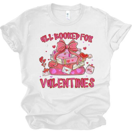 Groovy All Booked For Valentines Books Pink Coquette Bow Unisex Jersey T-Shirt - Bookorys