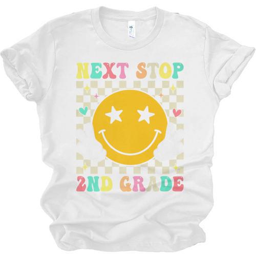 Groovy Next Stop 2nd Grade 1st Grade Graduation 2025 Premium Unisex Jersey T-Shirt - Best Gift Smart